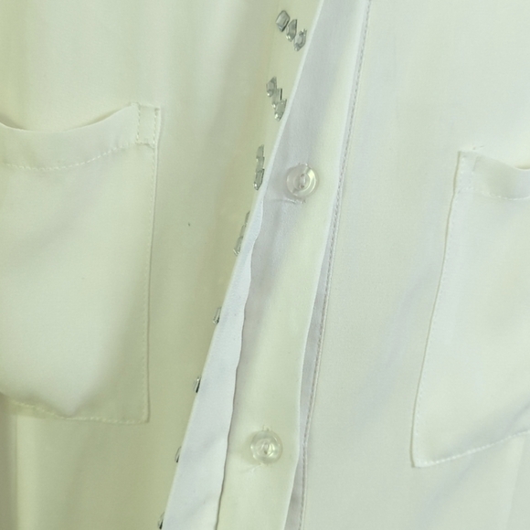 EUC Semi-sheer Jean Darrot 80s Rhinestone Blouse sz 46 AMAZING Euro Plus RARE - Picture 5 of 7